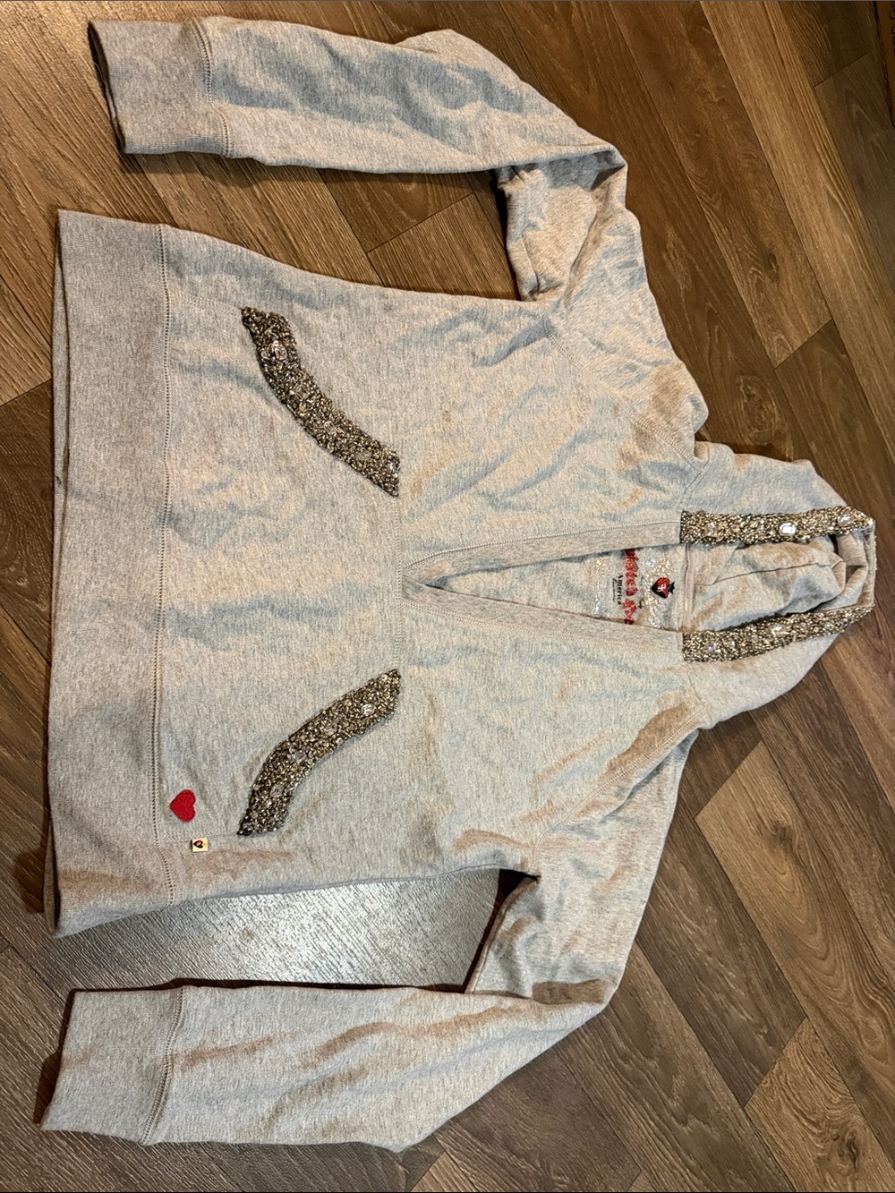 TWISTED HEART Gray Hooded Jacket with Sequin Trim